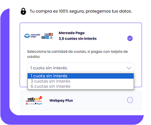 Medios de pago Mercado Webpay